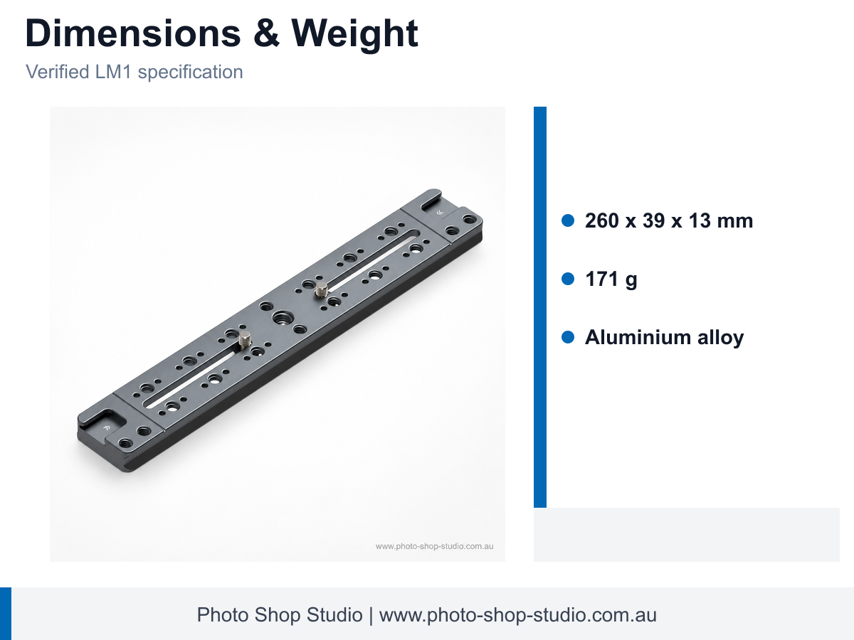 LEAPLIGHT LM1 26cm Arca-Type Multi-Mount Long Plate - dimensions and features