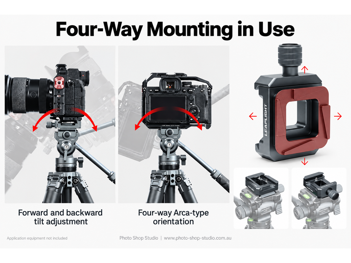 LEAPLIGHT LYF04 four-way Arca-type quick release clamp dimensions and features