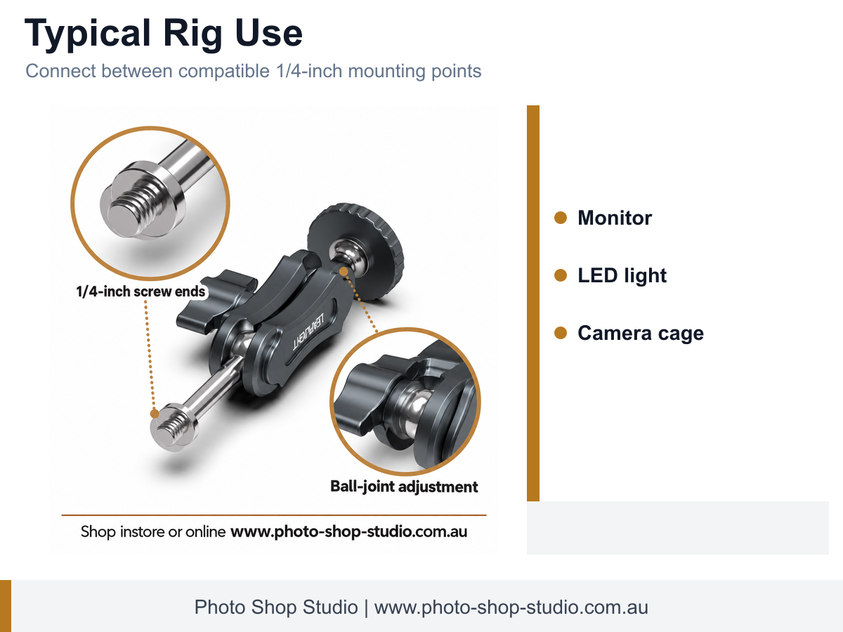 LEAPLIGHT LYT1 Single-Section Magic Arm with Dual 1/4-inch Screws - application and compatibility