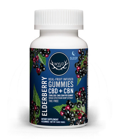 WYLD CBD | Gummies | Elderberry | CBD + CBN | 40ct | 1000mg