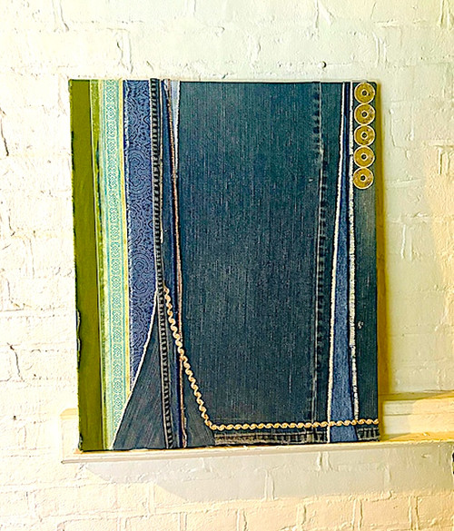 Gold Vein wall art with upcycled denim