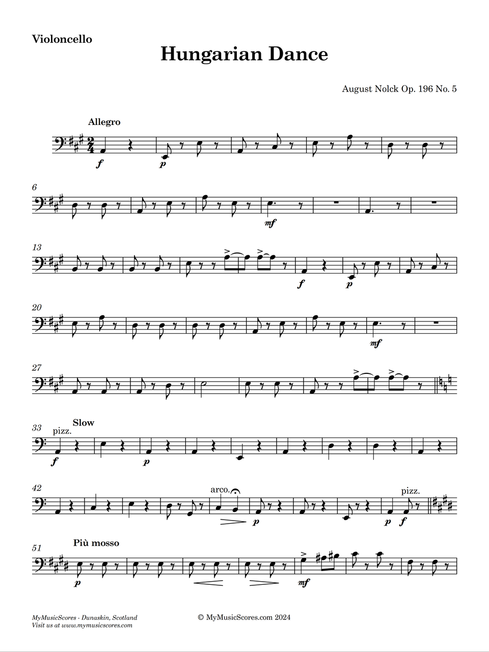 Nölck Hungarian Dance Op.196 No. 5 for Violin and String Orchestra