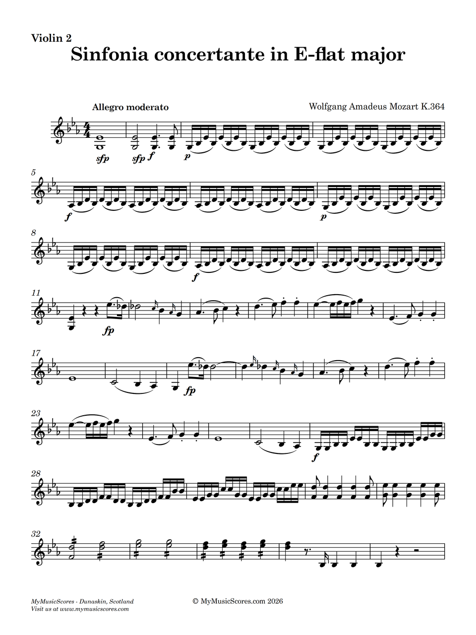 Mozart Sinfonia Concertante K.364 | Violin & Viola | MyMusicScores