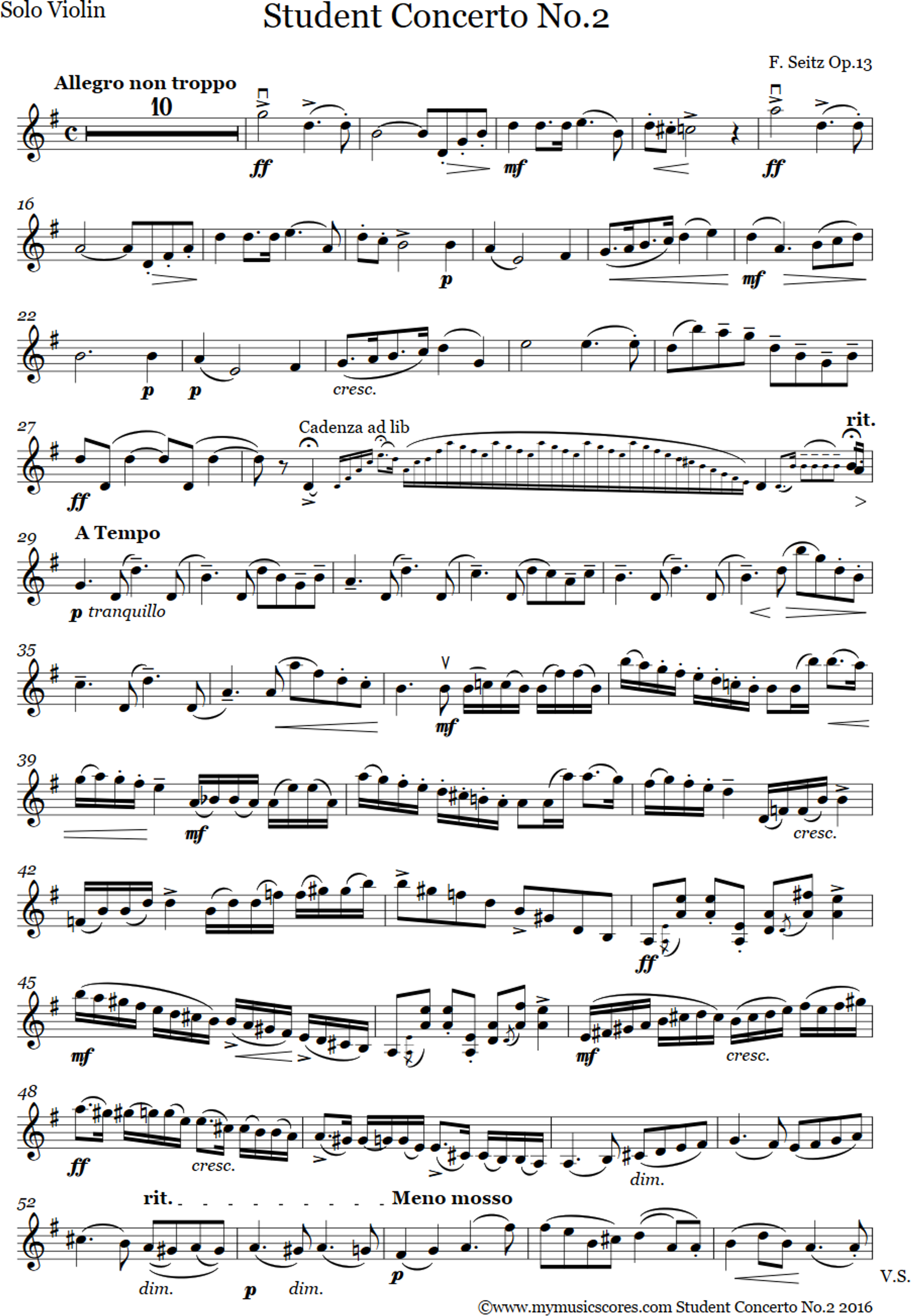 Seitz Violin Concerto No 2 Violin and String Orchestra