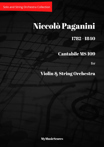 Paganini Cantabile for Violin and String Orchestra. Cover Preview