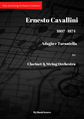 Cavallini Adagio e Tarantella for Clarinet in B flat and String Orchestra. Cover page