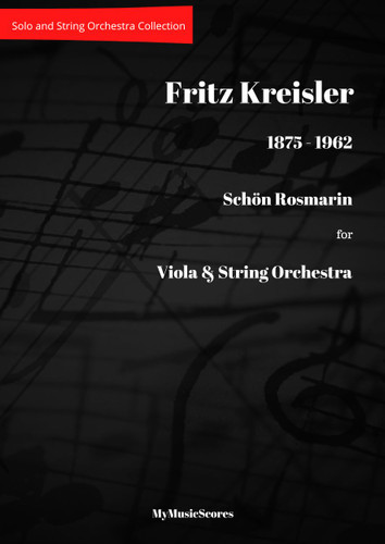 Kreisler Schon Rosmarin for Viola and String Orchestra. Cover preview