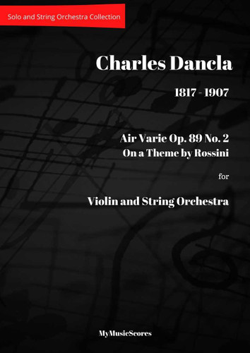 Dancla Air Varie Op. 89 No. 2 for Violin and String Orchestra. Cover preview