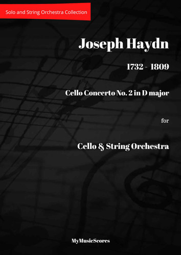Haydn Cello Concerto No. 2 in D for Cello and String Orchestra. Cover preview