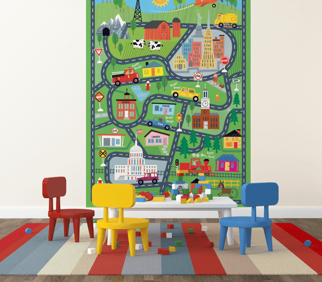 Tiny Town Illustrated Kids' Wall Mural
