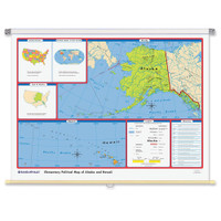 World & U.S. Elementary Political 3-Wall Map Combo | Grades 2-5