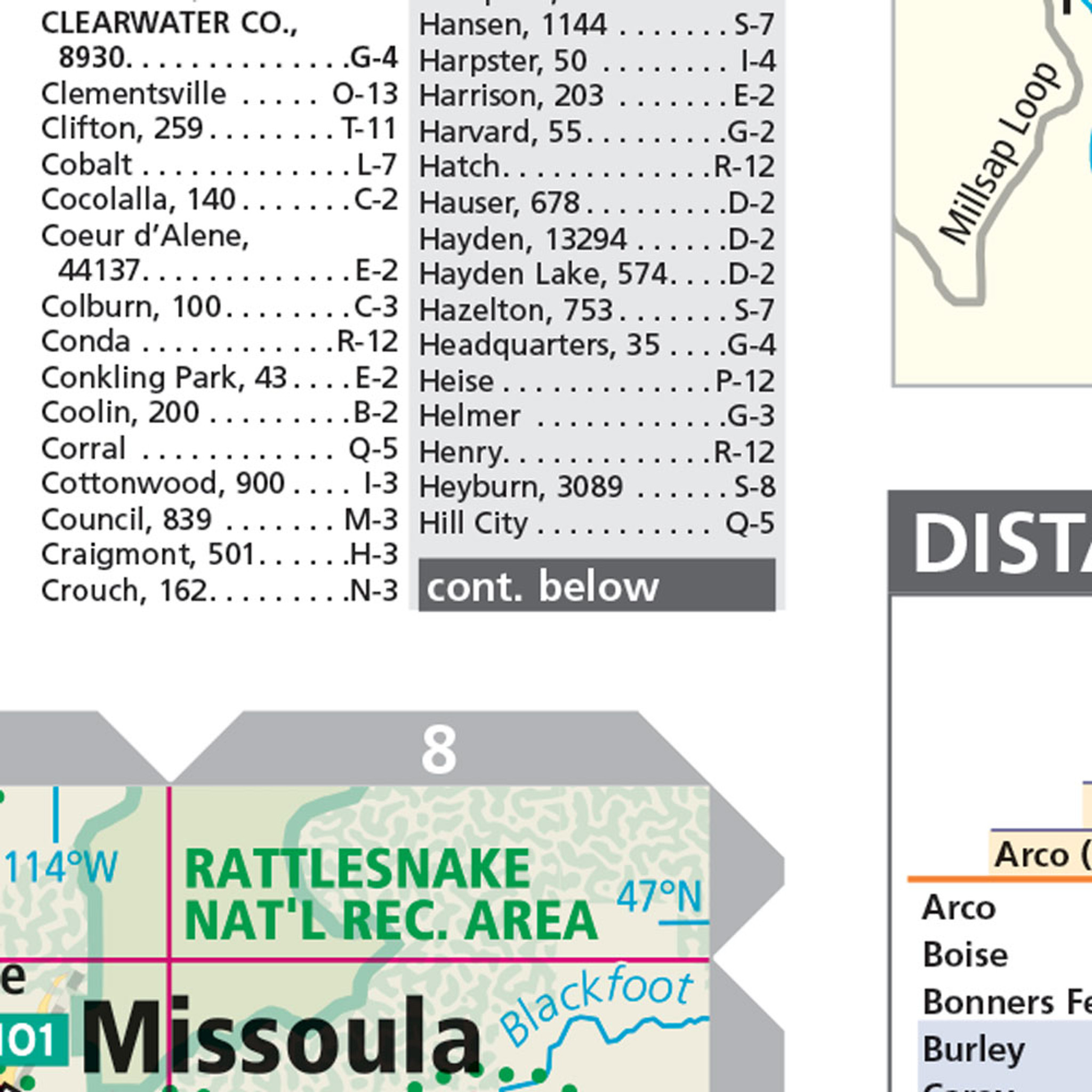 Idaho Mileage Chart