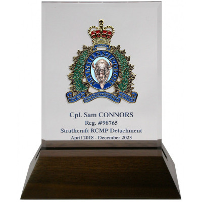 Large Crested Acrylic Award - Rosewood Base