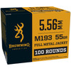 Browning M193 Lake City 5.56X45MM NATO 55 Grain Full Metal Jacket (FMJ) Ammo