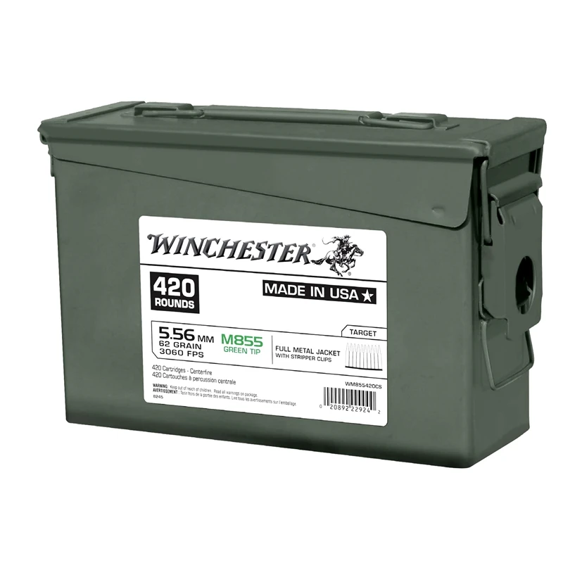 Winchester 5.56 MM M855 62 FMJ Lake City 420RDs STRIPPER CLIP (GREEN TIP) - 840 Rounds