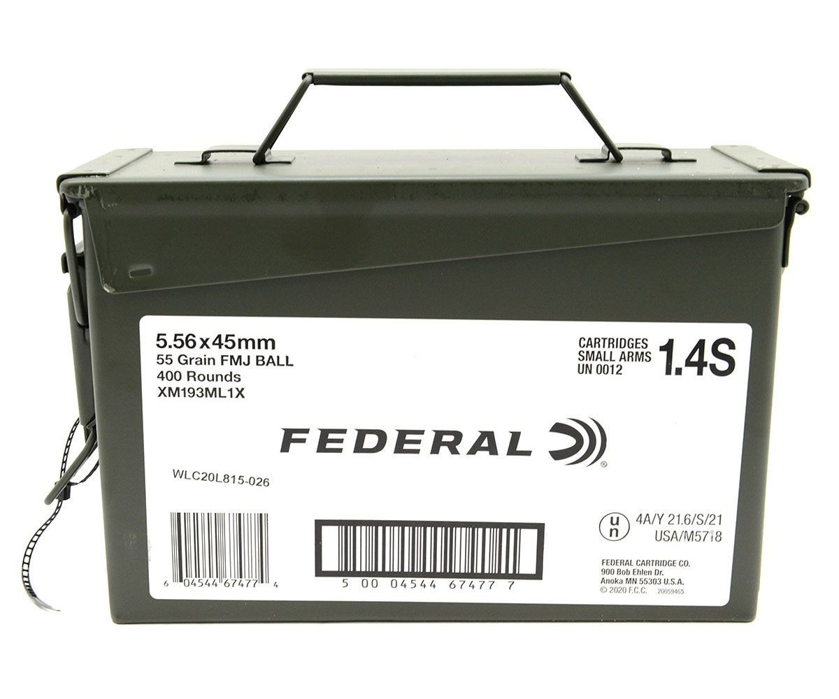 BMチ15小粒○●まぁページ○● Federal XM193 5.56 ,55 Grain, FMJ, 400 Round Ammunition Can
