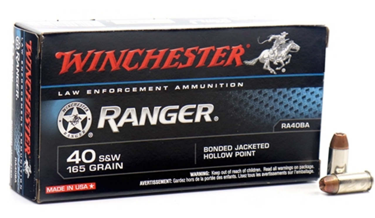 WINCHESTER .40 S&W AMMO 165 GRAIN RANGER SERIES HOLLOW POINT - 500 Rounds
