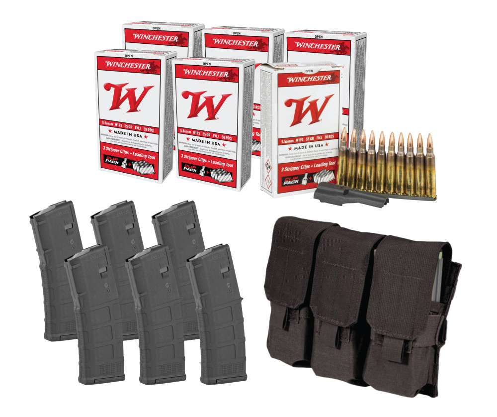 PACKAGE DEAL- WINCHESTER 5.56 ON STRIPPER CLIPS WITH TOOL (180 RDS