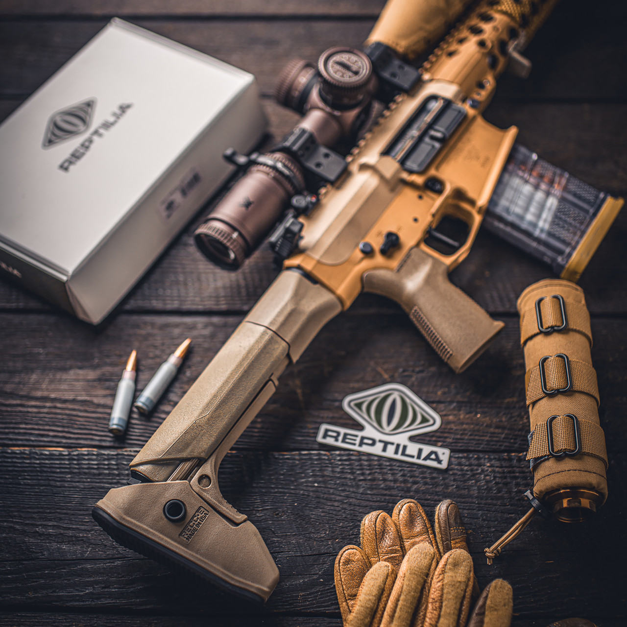 REPTILIA RECC•E CARBINE STOCK FDE M4ストック RECC·E™ CARBINE STOCK For SR-15 / M4 / AR-15 — Reptilia