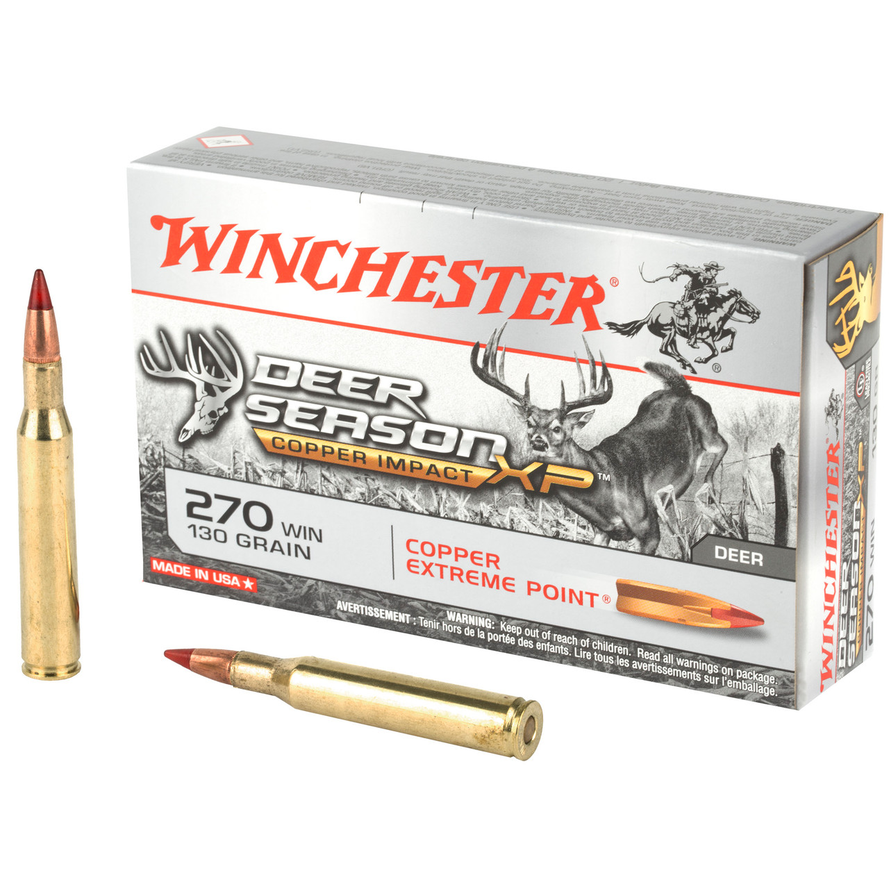 Winchester Deer Season 270 Win 130 Grain Copper Extreme Point Lead Free - 100 Rounds