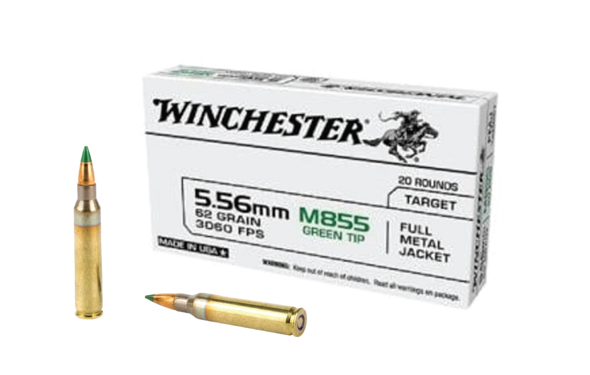 Winchester USA M855 Green Tip 5.56x45mm NATO 62 Grain FMJ Lead Core - 1000 Rounds