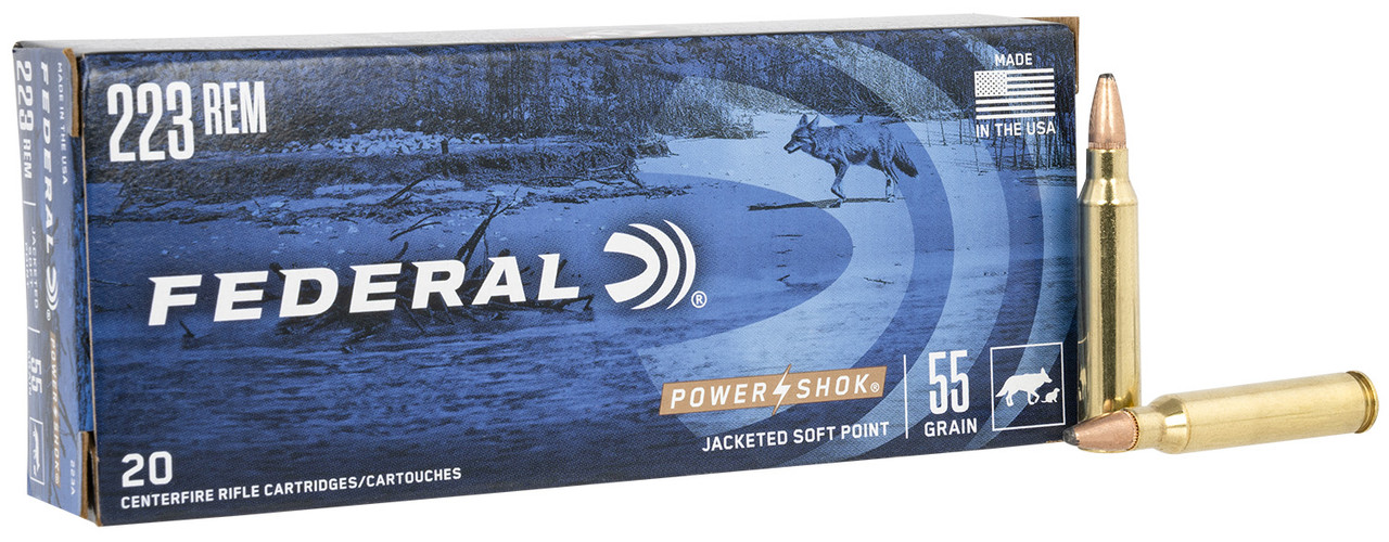 Federal Power-Shok 223 Remington 55 Grain Jacketed Soft Point - 600 Rounds
