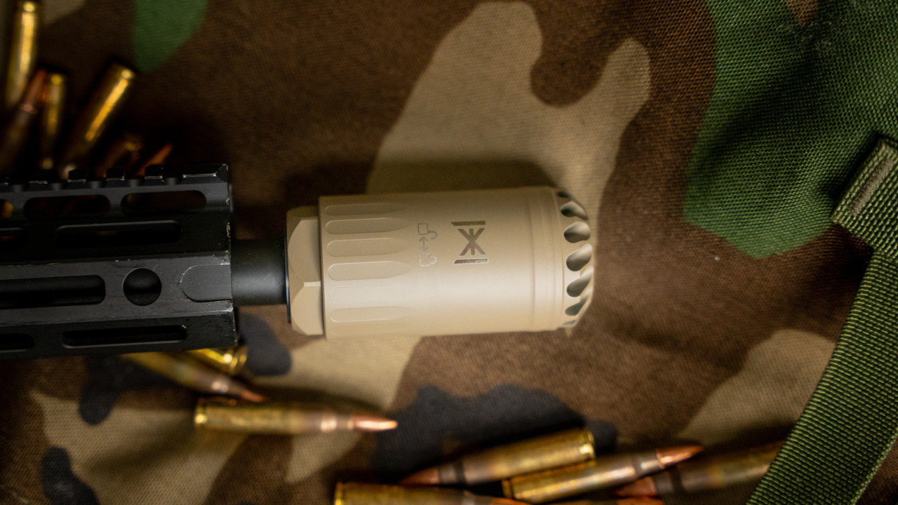 HUXWRX Blastphemy Blast Deflector FDE, Multi-Caliber, Stainless Steel ...