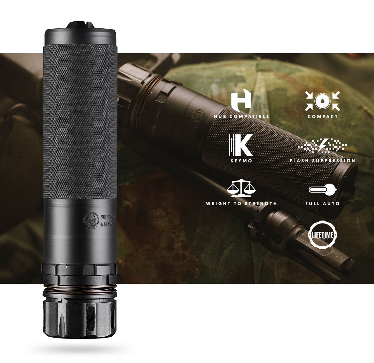 Dead Air Sierra 5 Suppressor 5.56mm w/ KeyMo Adapter & 1/2-28