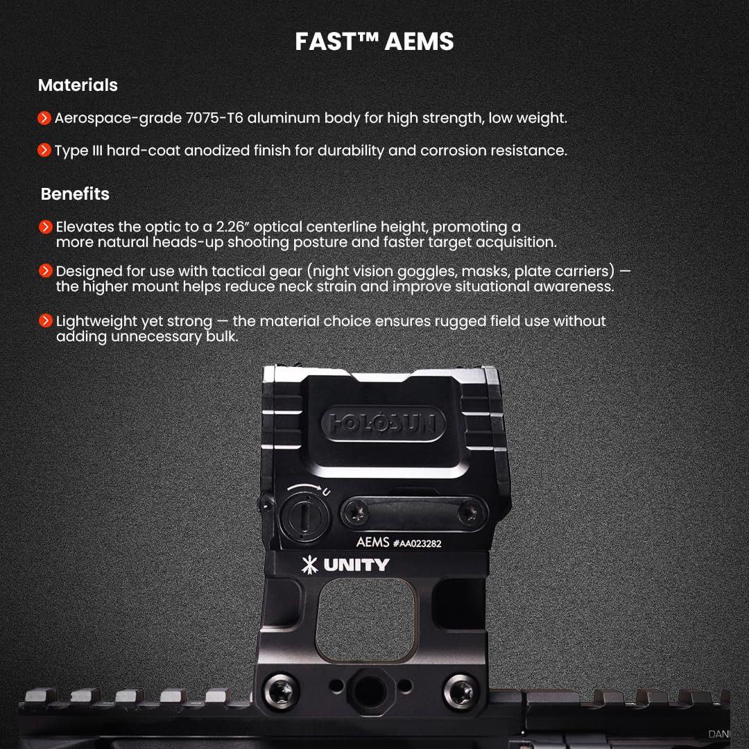 Unity Tactical FAST Holosun AEMS Mount – Anodized
