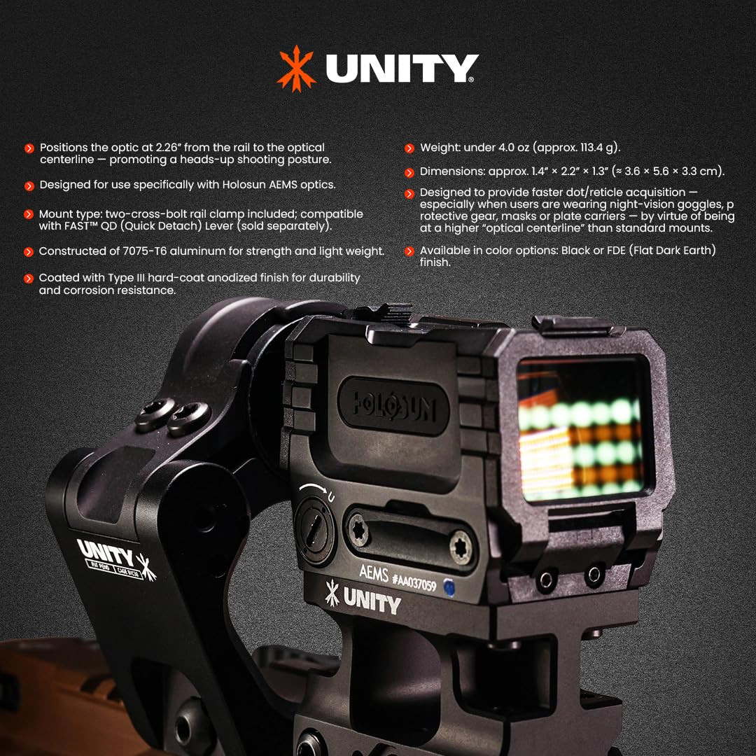 Unity Tactical FAST Holosun AEMS Mount – Anodized
