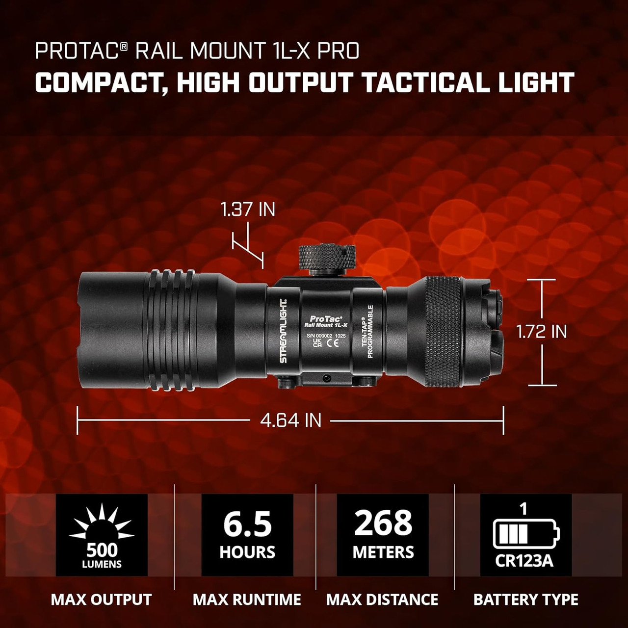 Streamlight ProTac Rail Mount 1LX Pro USB Rechargeable LED Light