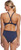 Michael Philips Solid Mid Back Swimsuit, Navy Blue, 24