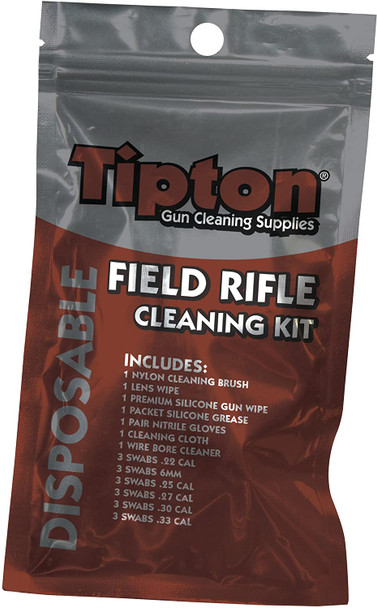 Tipton Rifle Field Cleaning Kit for .22-.338 Caliber Long Guns in Convenient Re-Sealable Package