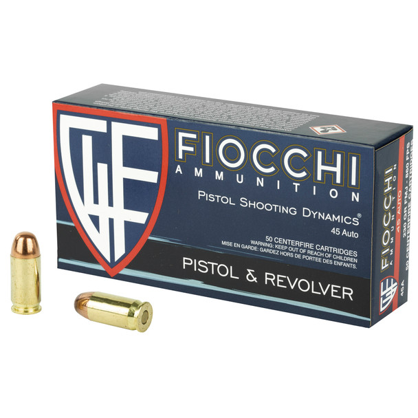 Fiocchi Ammunition, Centerfire Pistol, 45ACP, 230 Grain, Full Metal Jacket, 500 Rounds