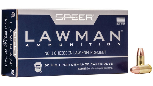 Speer Lawman 53826 Clean-Fire 9mm 147gr TMJ Free Shipping - 53826