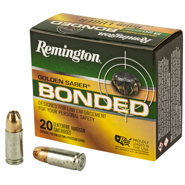 Remington, Golden Saber 9MM 147 Grain Brass Jacketed Hollow Point Bonded - 29343