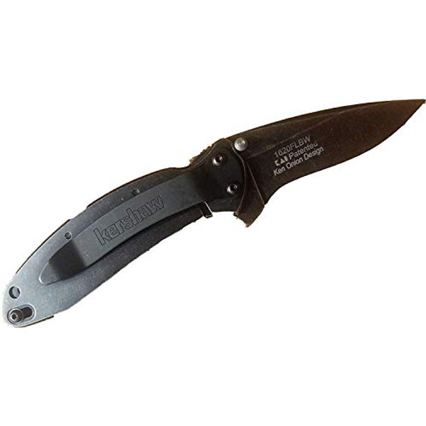Kershaw Scallion Framelock Blackwash Aluminum Handle Folding Knife (1620FLBW)