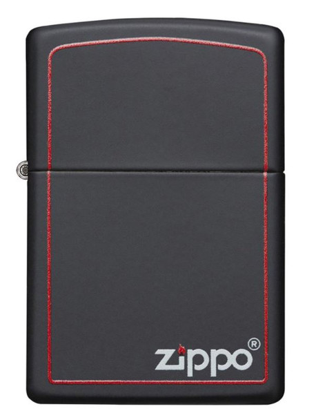 Zippo Windproof Slim Black Matte Lighter w/ Zippo Logo & Border - 218ZB