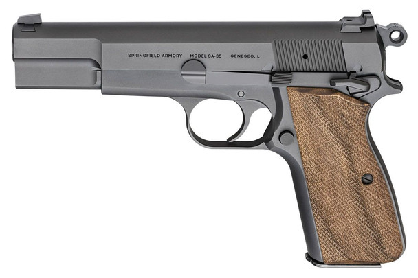 Springfield SA-35 9mm Pistol With Checkered Walnut Grips, Black - HP9201