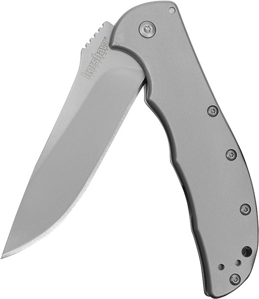 Kershaw Volt SS Folding Pocketknife, Stainless Steel Drop Point Plain Edge Blade, Assisted One Hand Opening, 3 Position Pocket Clip