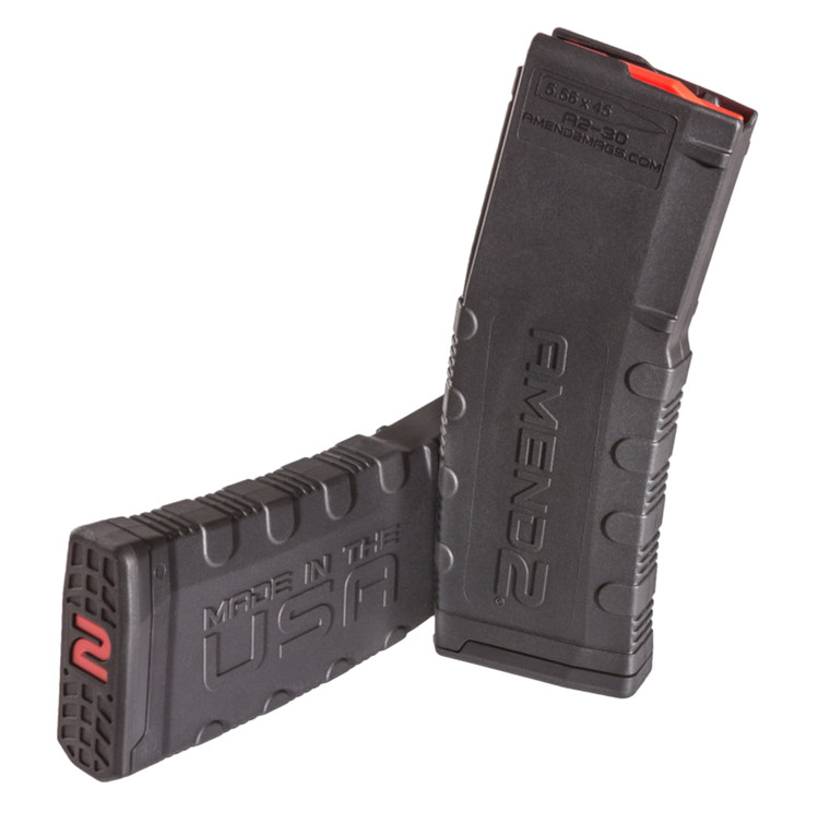 AMEND2 30rd AR15 5.56mm MOD2 Polymer Magazine Black w/ Red Follower (10 Pack)