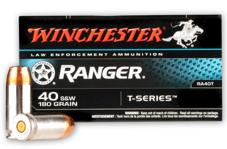 Winchester 40 S&W Ammunition Ranger RA40T 180 Grain T-Series Jacketed Hollow Point 50 rounds