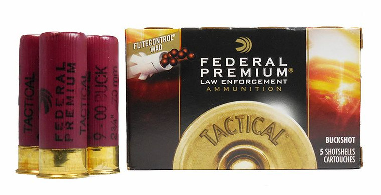 FEDERAL LE Tactical Full Power 9 Pellet Buckshot 12 Gauge 00 Buck 5rd Box of Shotshell Ammunition LE127 00