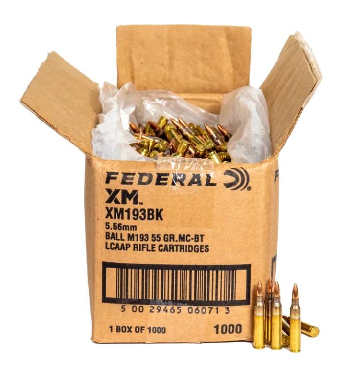 Federal American Eagle 5.56x45 55 Grain FMJ XM193 1000 Rounds Bulk Packed