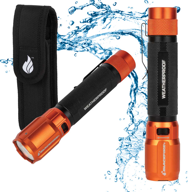 Blackfire Rechargeable Weatherproof  2-Color LED Flashlight w/ Holster - 1000 Lumens