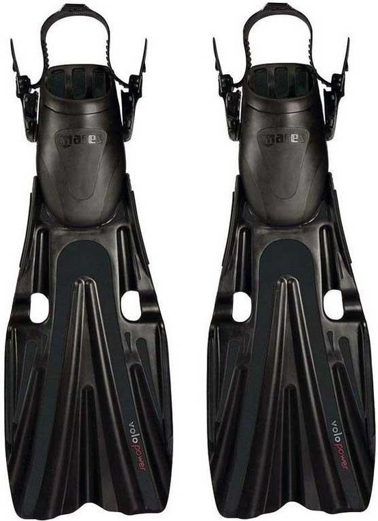 Mares Volo Power Open Heel Black Scuba Diving Fins, Regular 9-11 - 410008-SAR-BK