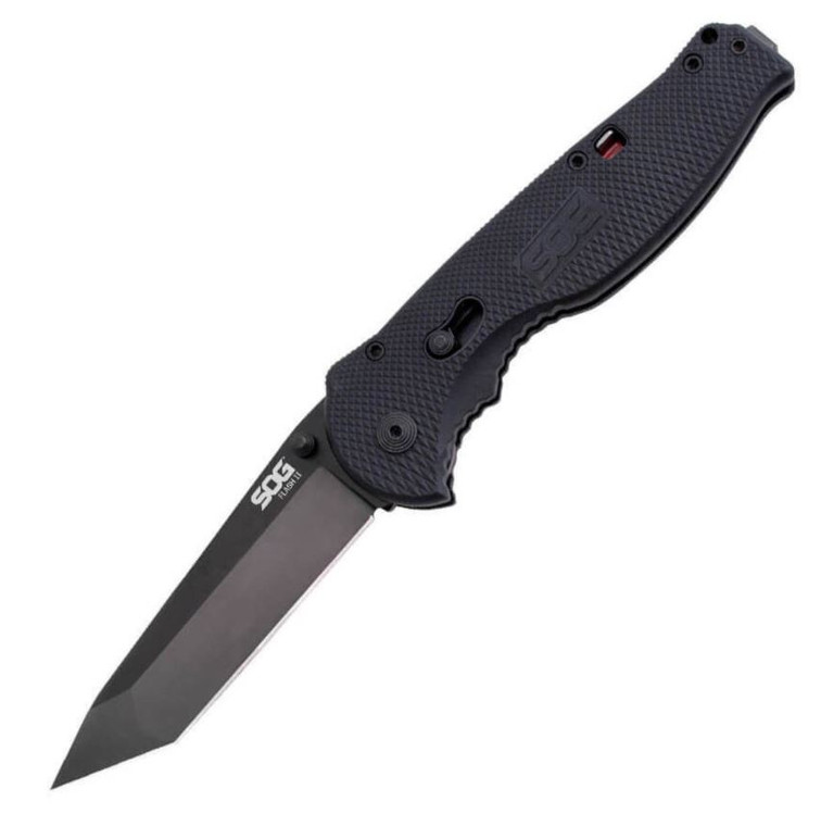 SOG Specialty Knives Flash II Tanto Straight Tini Knife, Black - TFSAT8-BX