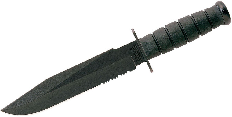 KA-BAR 1271 Fighter Knife 8" Combo Blade, Kraton G Handle, Leather Sheath