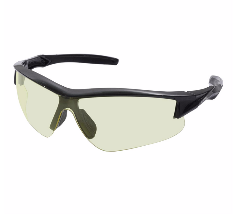 Howard Leight by Honeywell Uvex Acadia Low-Light Shooting Glasses with Uvextreme Plus Anti-Fog Lens Coating, Amber Lens