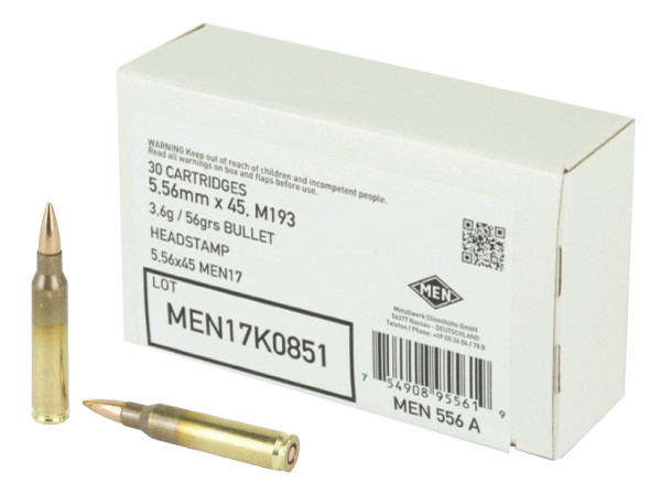 Magtech MEN 5.56mm NATO Ammo 55 Grain Full Metal Jacket